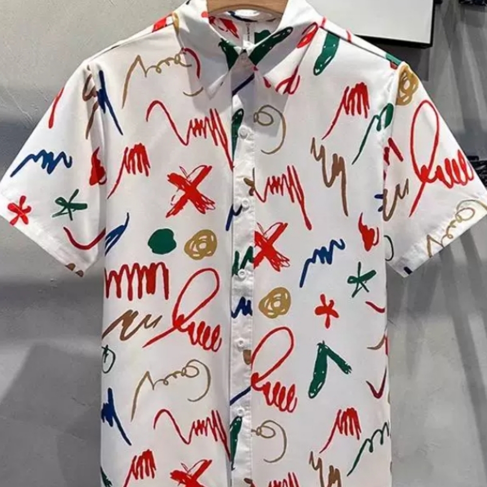 Colorful Graffiti Print Shirt